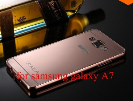 Добави още лукс Бъмпъри за телефони Луксозен алуминиев бъмпър с огледален твърд гръб за Samsung Galaxy A7 A700F златист